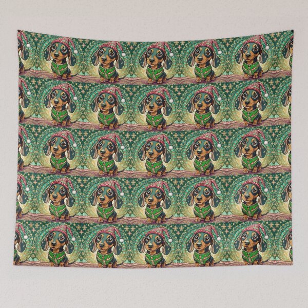 Item preview, Mandala dachshund christmas elf 1 designed and sold by Mandalahijo.