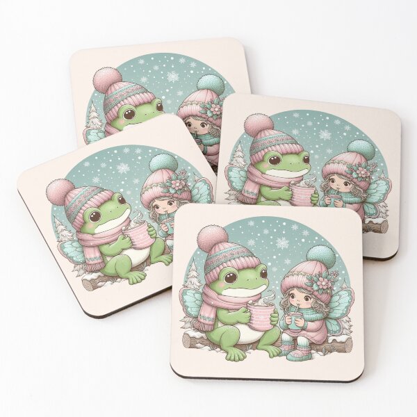 Item preview, Fairy Winter mood, frog and fairy girl, fairycore hot drinks in wintertime designed and sold by coloursforkids.