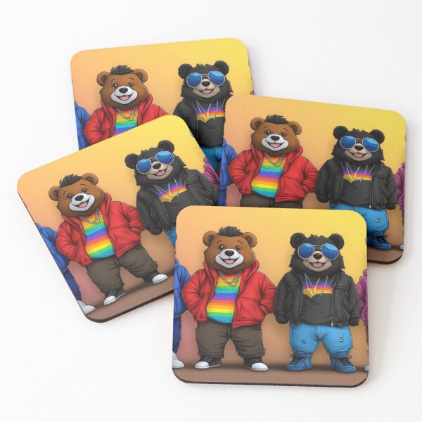 Item preview, depicts four playful cartoon-style bears dressed in colorful streetwear designed and sold by MamaDong.