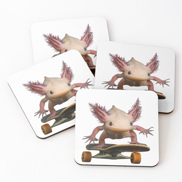 Item preview, poster of axolot on a skateboard designed and sold by AlinaMalina24.