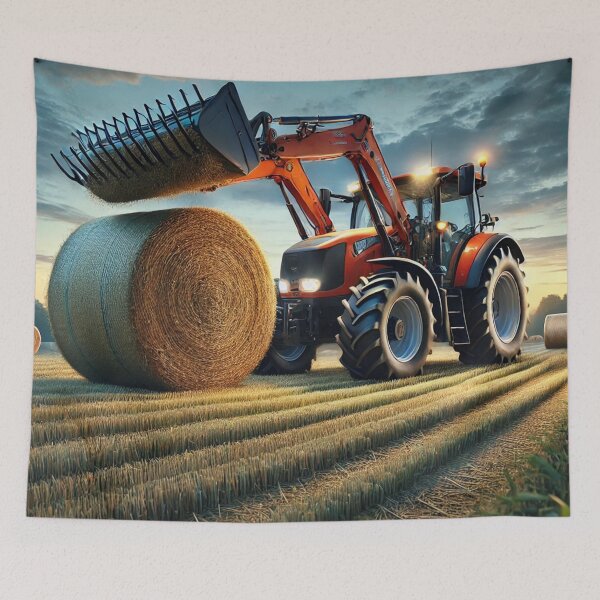 Item preview, Loading Hay Bale at Sunset designed and sold by EndOfRainbowArt.