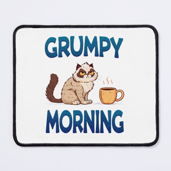 Item preview, Grumpy Morning Cat,Cartoon Cat Frantically Holding Croissant And Milk, MOM I am hungry. designed and sold by Colorful-Garden.