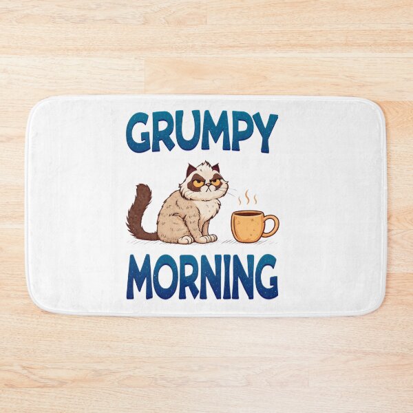 Item preview, Grumpy Morning Cat,Cartoon Cat Frantically Holding Croissant And Milk, MOM I am hungry. designed and sold by Colorful-Garden.