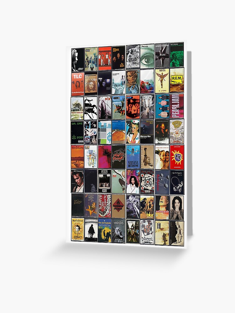 Music of the 1990s - 90's Album Cover Art Greeting Card Music of the 1990s - 90's Album Cover Art Greeting Card