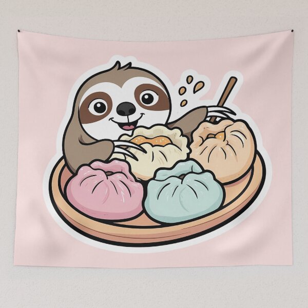 Item preview, Sloth eating Dumplings - Gobble Gala designed and sold by Kids GobbleGala.
