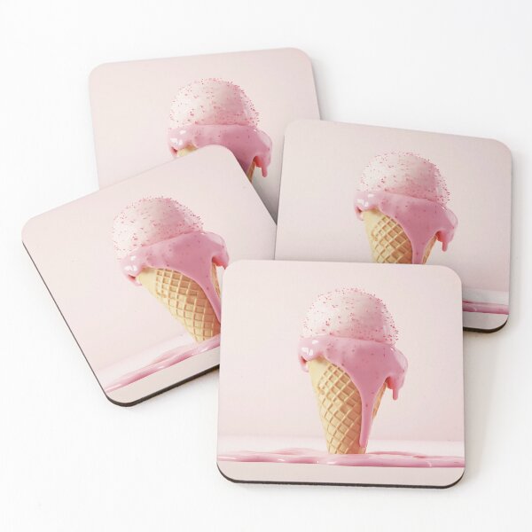Item preview, Melting pink ice cream cone on table designed and sold by anytka.