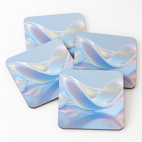 Item preview, A delicate wave of iridescent film gracefully undulates on a soft blue surface, capturing light in mesmerizing colors designed and sold by anytka.