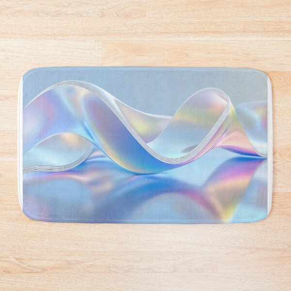 Item preview, A delicate wave of iridescent film gracefully undulates on a soft blue surface, capturing light in mesmerizing colors designed and sold by anytka.