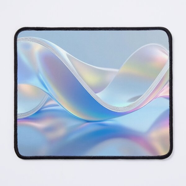 Item preview, A delicate wave of iridescent film gracefully undulates on a soft blue surface, capturing light in mesmerizing colors designed and sold by anytka.