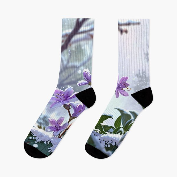 Item preview, Purple flowers in winter. designed and sold by PatDoArt.