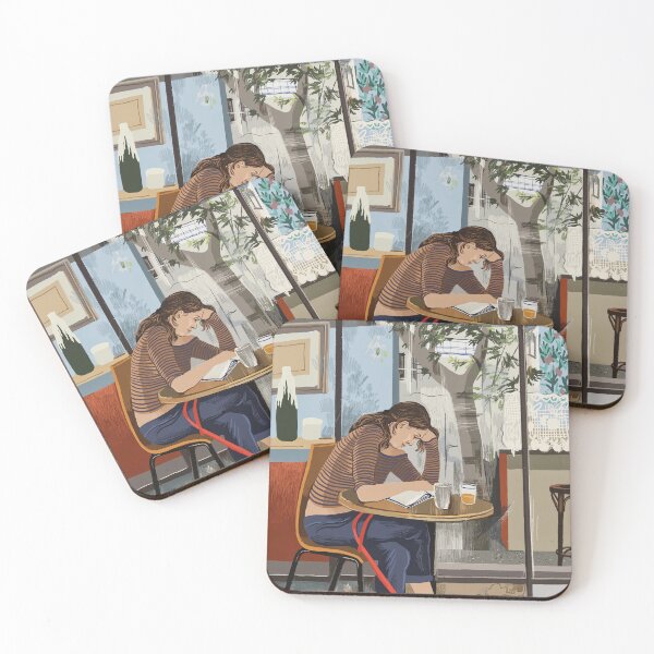 Item preview, Girl and her dog at the cafe designed and sold by Ekaterina Khozatskaya.