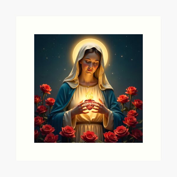 Item preview, Sacred Heart of Mary - Divine Grace and Roses designed and sold by FaithCreatives.