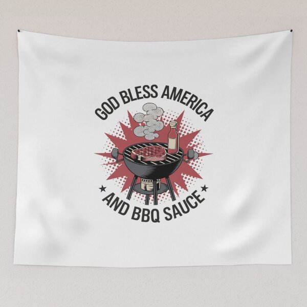 Item preview, God bless America, BBQ, steak, patriotic, cooking, funnyfits70, Humor, Funny, retro, vintages, funny quotes, animal humor, designed and sold by FunnyFits70.