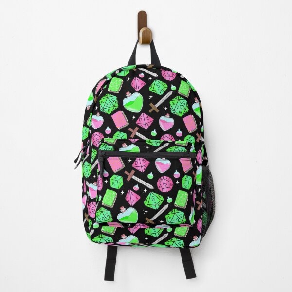 Item preview, DnD adventure basics green and pink on black, wicked designed and sold by Cthulhu loves crafts.
