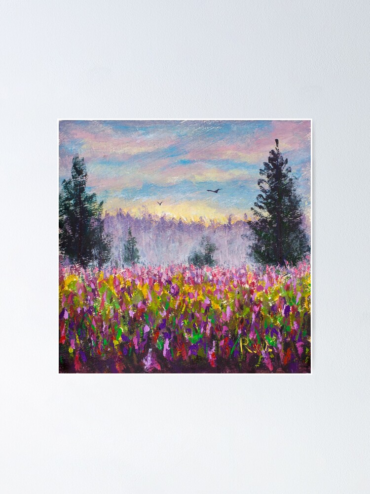 Meadow of Flowers Mini Canvas 4x4 Oil Painting by