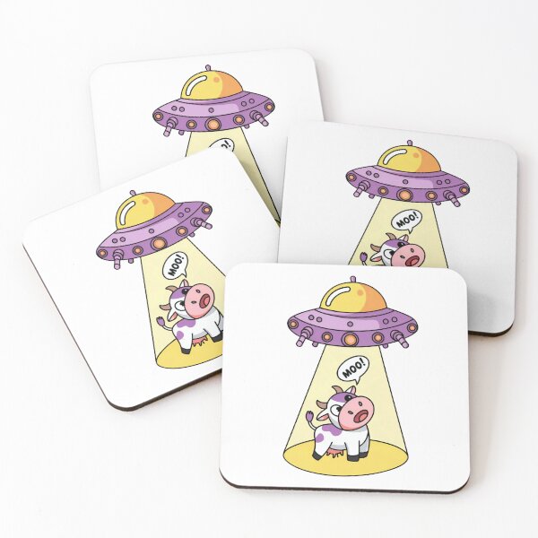 Item preview, Alien Abduction Cartoon Cow Design – Funny UFO Illustration designed and sold by Anniebuh.