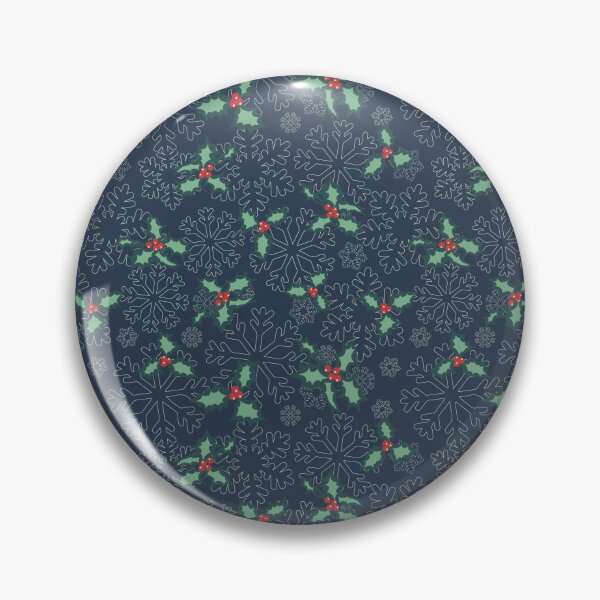 Item preview, Holly branches on snowflakes on a dark blue background. designed and sold by by Mònica Roca.