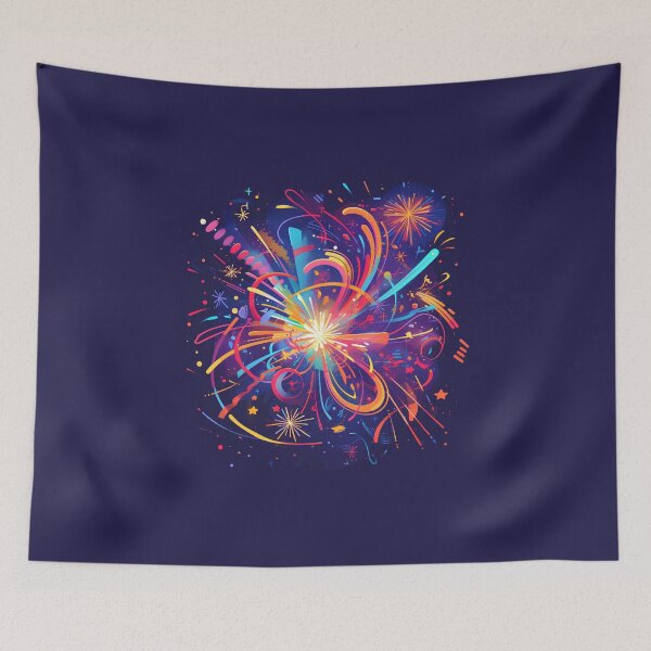 Item preview, "Vivid Fireworks in the Night Sky – Minimalist Illustration designed and sold by Windy-market.