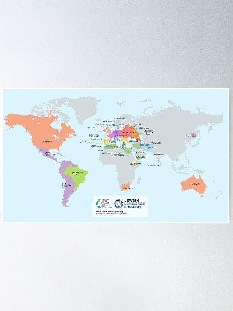Thumbnail 2 of 3, Poster, Map of Jewish languages designed and sold by hucjlp.