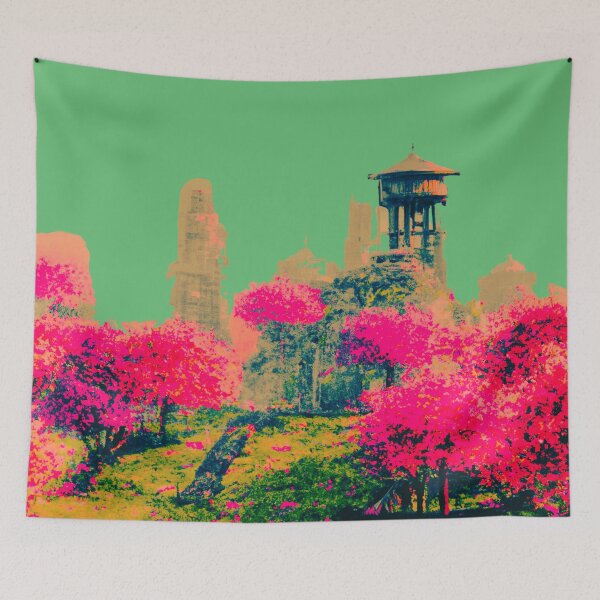 Item preview, Ancient buildings in spring of red designed and sold by MerryCrown.