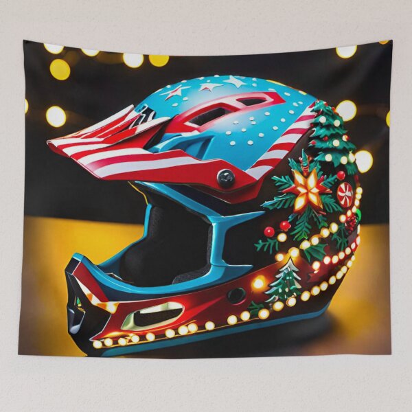 Item preview, MTB Helmet with a Holiday Twist designed and sold by GrizzlyCollective.