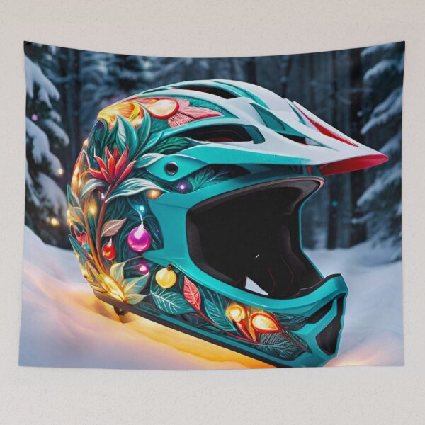 Item preview, Ride in Style: Christmas MTB Helmet designed and sold by GrizzlyCollective.