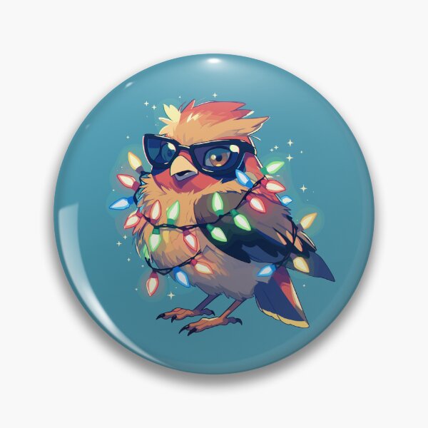 Item preview, Sparkling cedar waxwing bird tangled in Christmas lights designed and sold by etherElric.