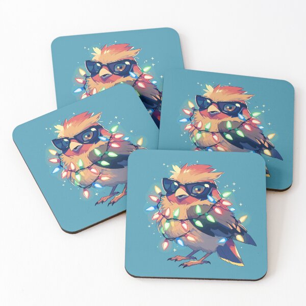 Item preview, Sparkling cedar waxwing bird tangled in Christmas lights designed and sold by etherElric.
