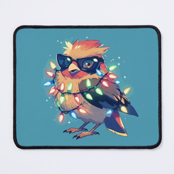 Item preview, Sparkling cedar waxwing bird tangled in Christmas lights designed and sold by etherElric.