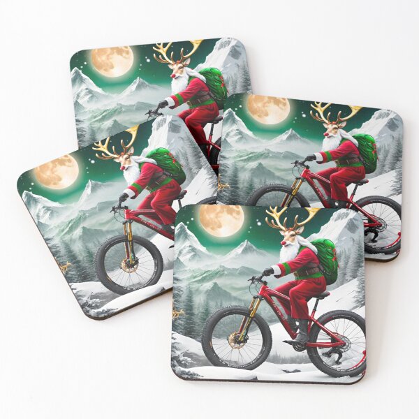 Item preview, Reindeer Riding an MTB Through Snowy Trails designed and sold by GrizzlyCollective.