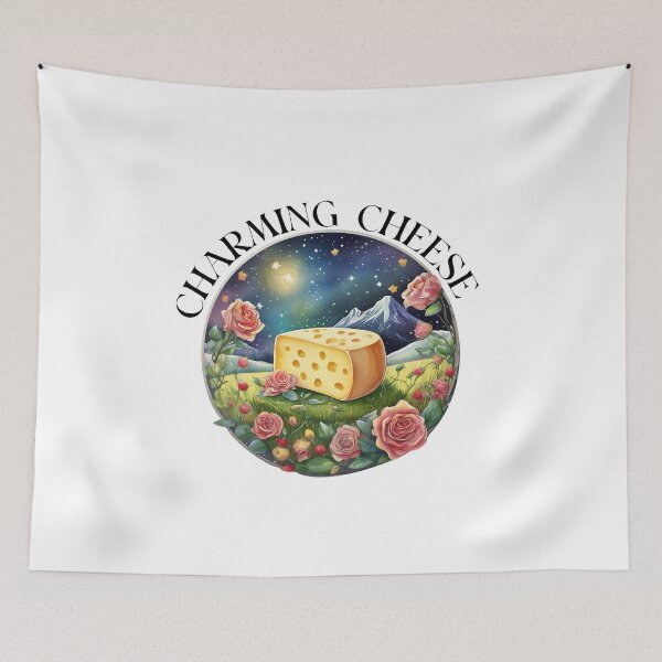 Item preview, Charming cheese with landscape and flowers designed and sold by EdeniaArtStudio.