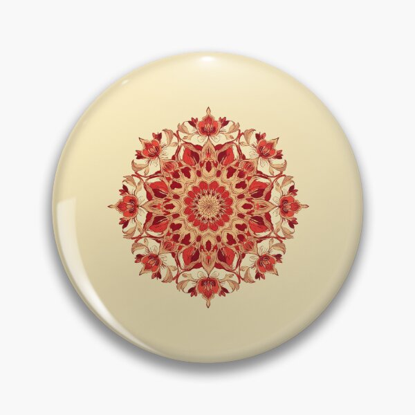 Item preview, Red Gold Flower Mandala Lignes Claires designed and sold by MadeByHaresShop.