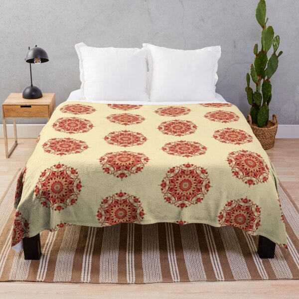 Item preview, Red Gold Flower Mandala Lignes Claires designed and sold by MadeByHaresShop.