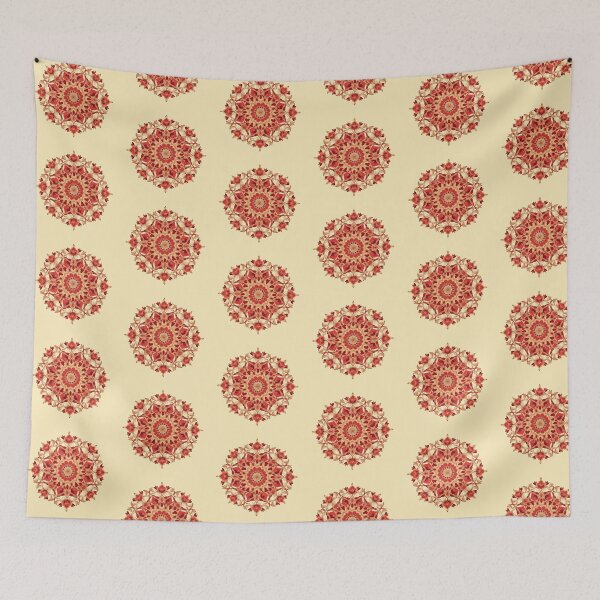 Item preview, Red Gold Flower Mandala Lignes Claires designed and sold by MadeByHaresShop.
