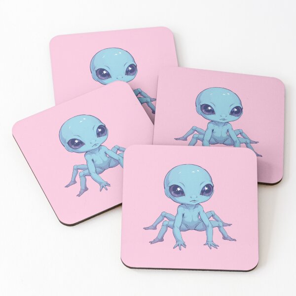 Item preview, Blue Six-Legged Alien in Pink Pastels - A  Comic Illustration designed and sold by MadeByHaresShop.