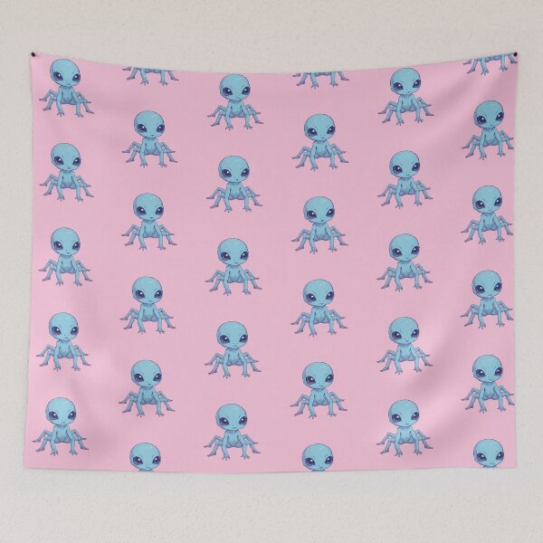 Item preview, Blue Six-Legged Alien in Pink Pastels - A  Comic Illustration designed and sold by MadeByHaresShop.