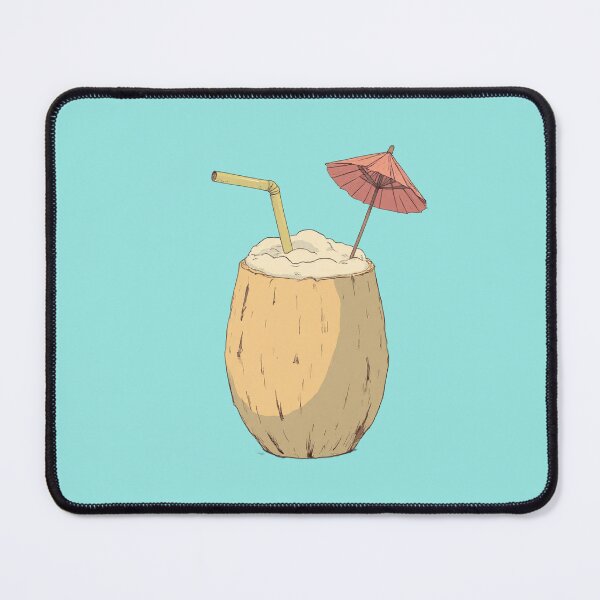 Item preview, Tropical Delight in Pastels Comic Style Coconut Drink Illustration designed and sold by MadeByHaresShop.