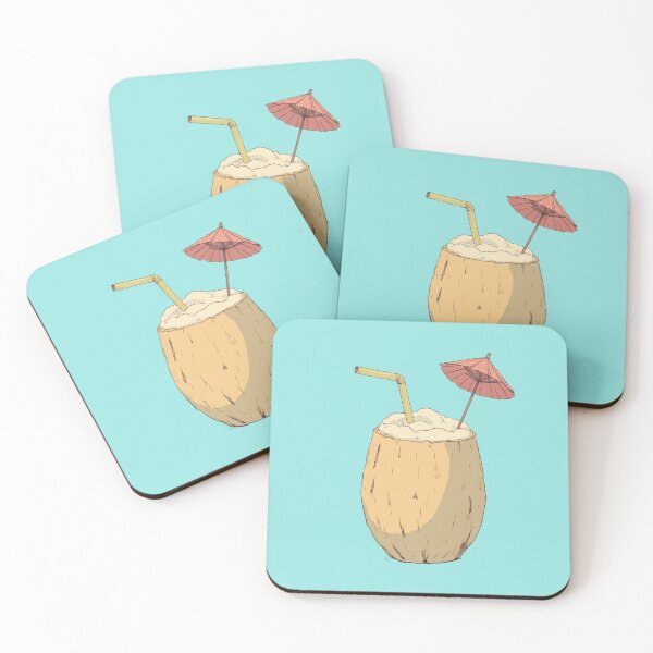 Item preview, Tropical Delight in Pastels Comic Style Coconut Drink Illustration designed and sold by MadeByHaresShop.
