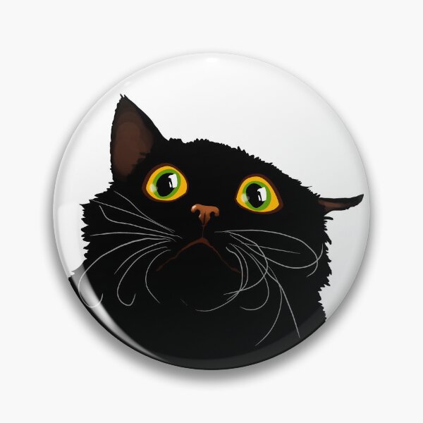Item preview, Black cat with huge eyes - Funny illustration, scared, amazed, humorous design for cat lovers, gift ideas and creative products designed and sold by Nadja Leutloff.