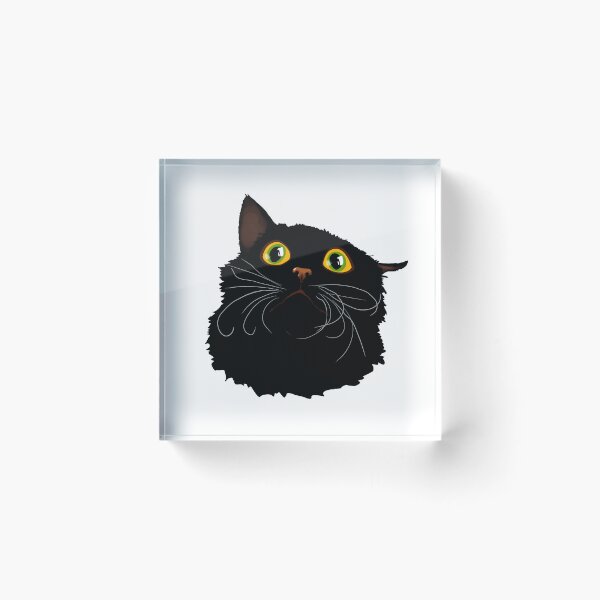 Item preview, Black cat with huge eyes - Funny illustration, scared, amazed, humorous design for cat lovers, gift ideas and creative products designed and sold by Nadja Leutloff.