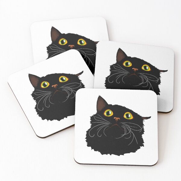 Item preview, Black cat with huge eyes - Funny illustration, scared, amazed, humorous design for cat lovers, gift ideas and creative products designed and sold by Nadja Leutloff.