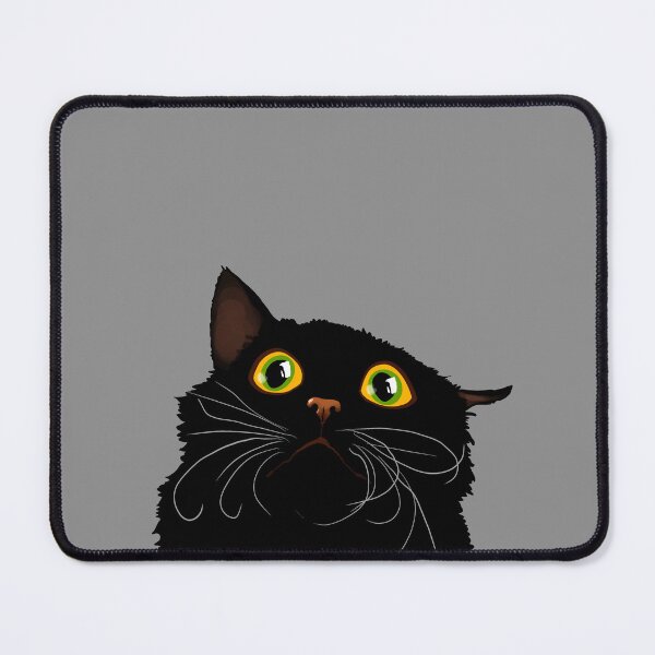Item preview, Black cat with huge eyes - Funny illustration, scared, amazed, humorous design for cat lovers, gift ideas and creative products designed and sold by Nadja Leutloff.