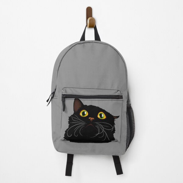 Item preview, Black cat with huge eyes - Funny illustration, scared, amazed, humorous design for cat lovers, gift ideas and creative products designed and sold by Nadja Leutloff.