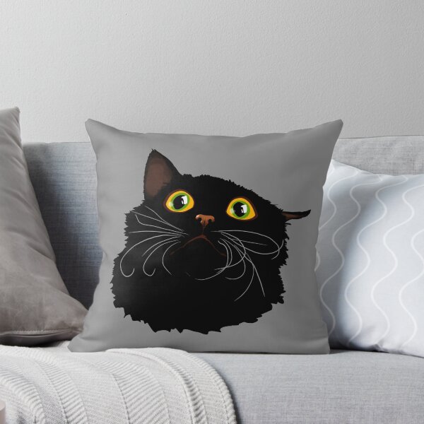 Item preview, Black cat with huge eyes - Funny illustration, scared, amazed, humorous design for cat lovers, gift ideas and creative products designed and sold by Nadja Leutloff.