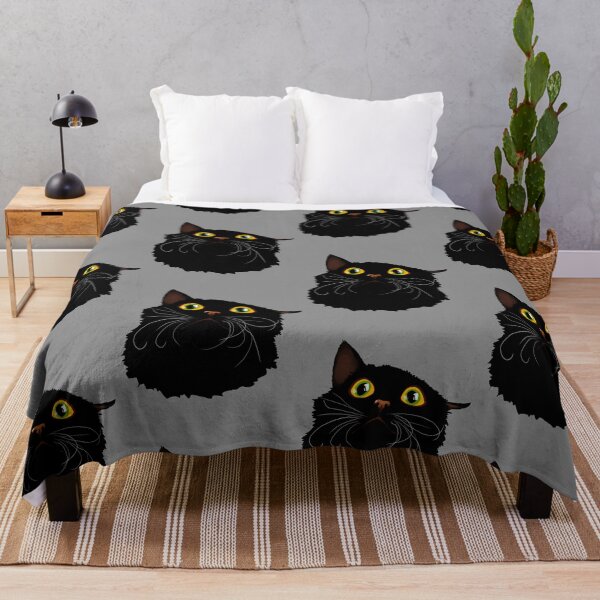 Item preview, Black cat with huge eyes - Funny illustration, scared, amazed, humorous design for cat lovers, gift ideas and creative products designed and sold by Nadja Leutloff.