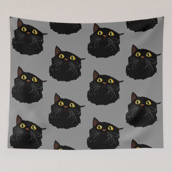 Item preview, Black cat with huge eyes - Funny illustration, scared, amazed, humorous design for cat lovers, gift ideas and creative products designed and sold by Nadja Leutloff.