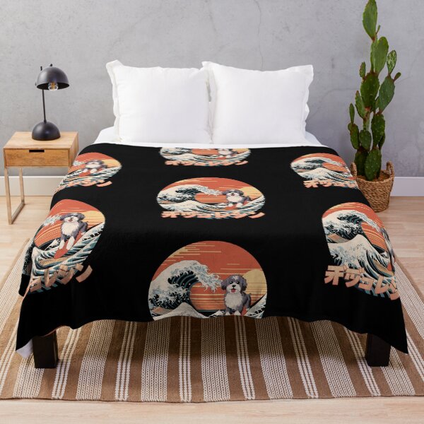 Item preview, Funny Bernedoodle Dog Japanese Kanagawa Wave designed and sold by FurryHavenPH.