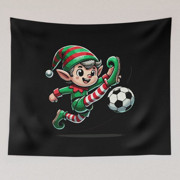 Item preview, Festive Soccer Elf Kicking Holiday Fun designed and sold by LuminOrb.