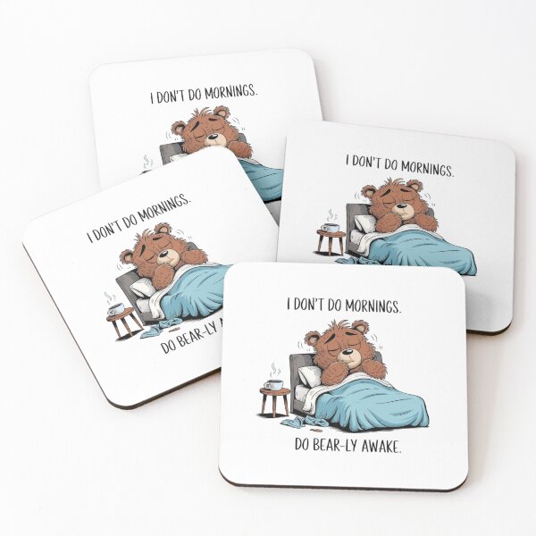 Item preview, i don't do mornings, sleepy, awake, bear, funnyfits70, Humor, Funny, retro, vintages, funny quotes, animal humor, designed and sold by FunnyFits70.