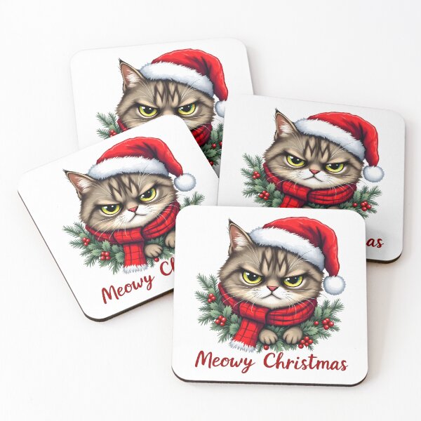 Item preview, Meowy Christmas cat with santa hat designed and sold by naatala.
